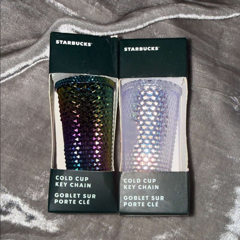Starbucks pearl white and iridescent studded Cold Cup Key Chains/Ornaments 2023
